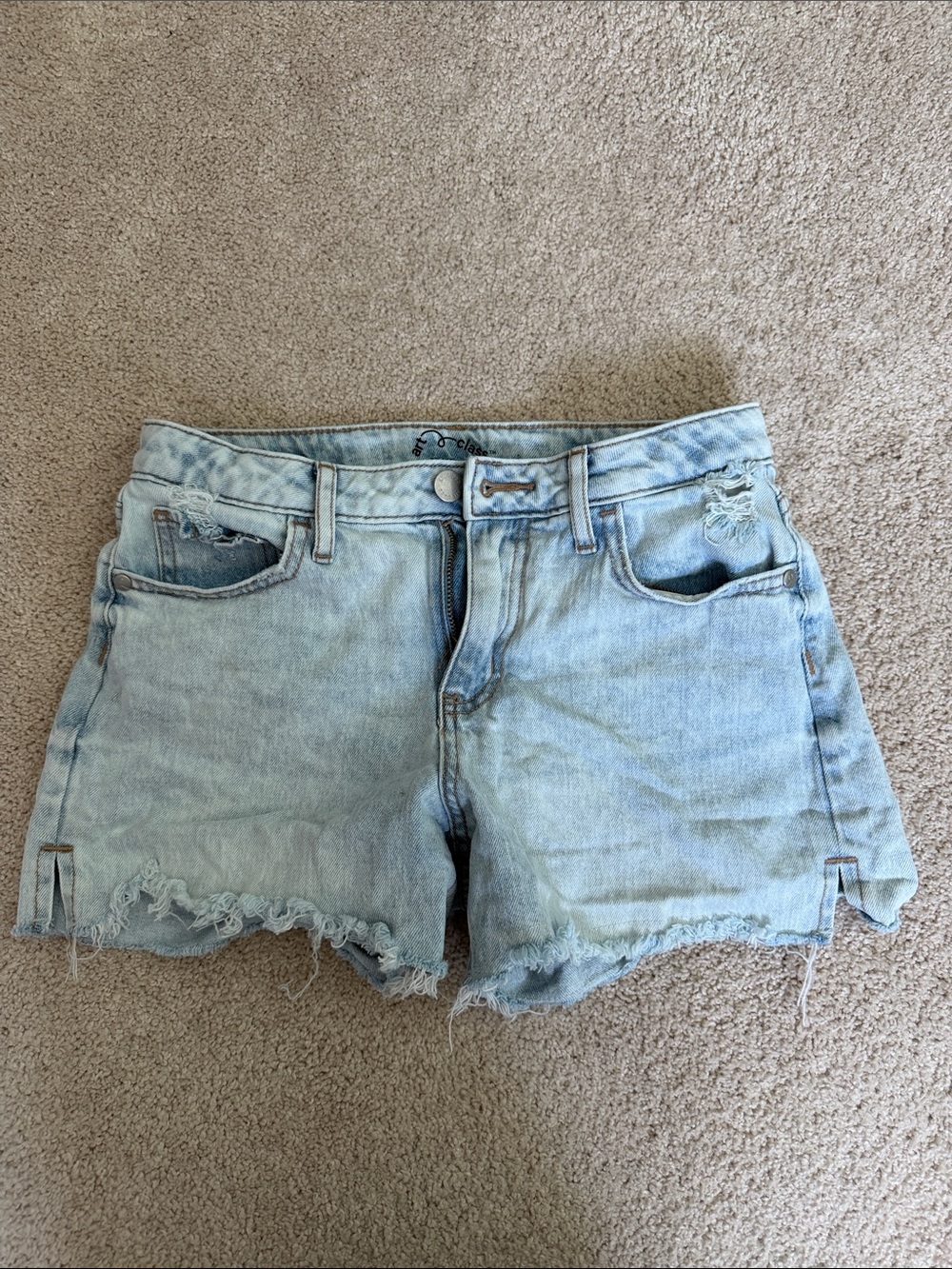 art class faded light blue distressed denim cutoff shorts